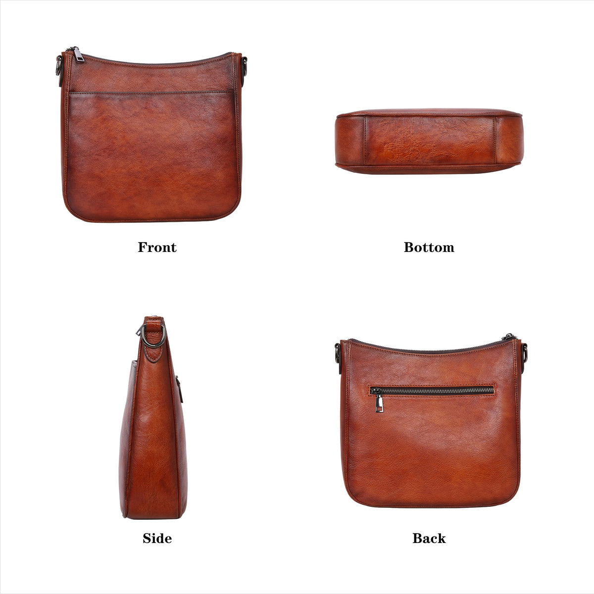 HESHE Shoulder Bag for Women Brown Leather Purse with Pockets Hobo Crossbody Bags Vintage Satchel Purse Work Bag(Brown)