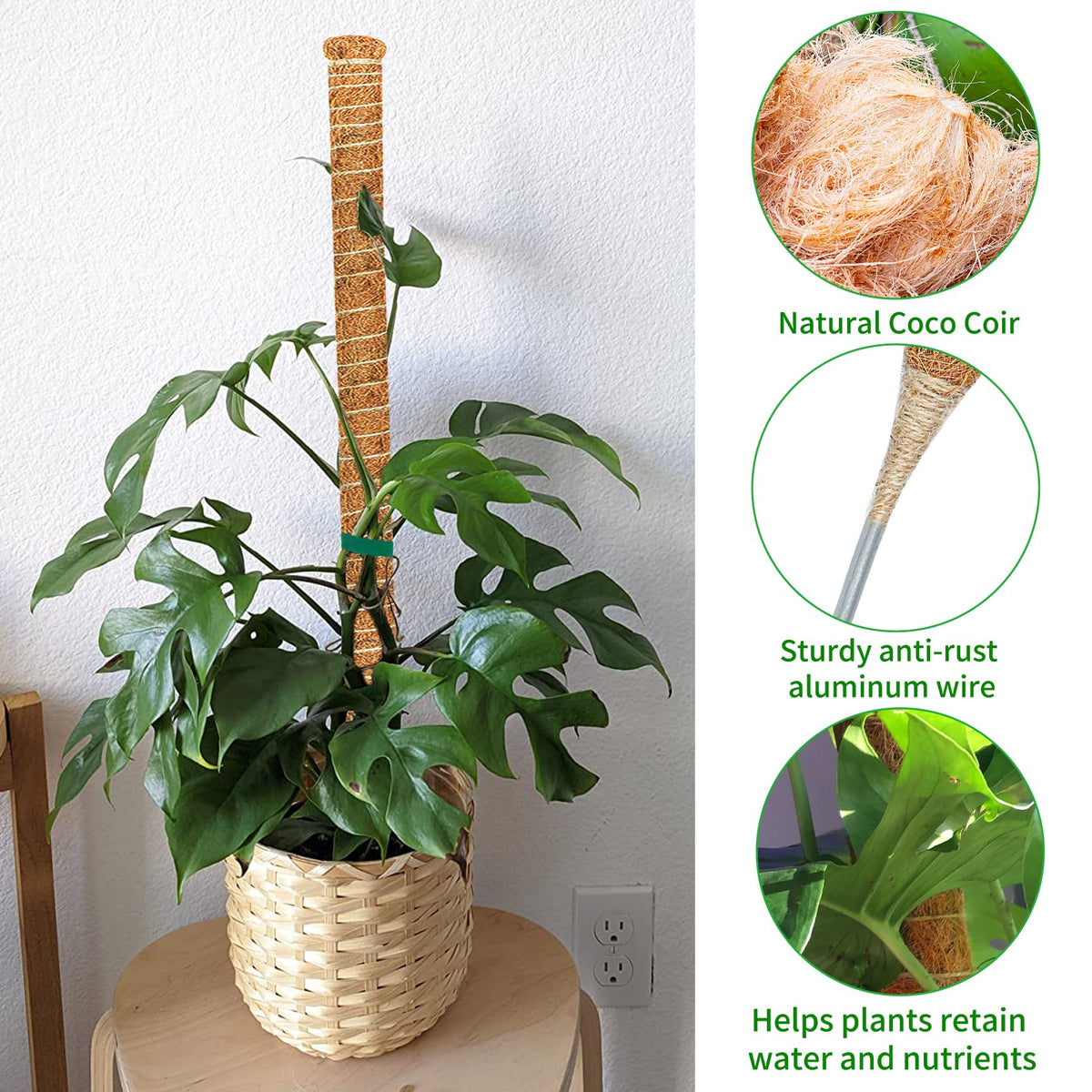 Dimpoo 2 Pack Moss Pole, 35.4-Inch Moss Poles for Plants Monstera,Bendable Plant Support Stakes for Climbing Plants Indoor, Garden Trellis Plant Stick for Potted Plants, Pothos Philodendron