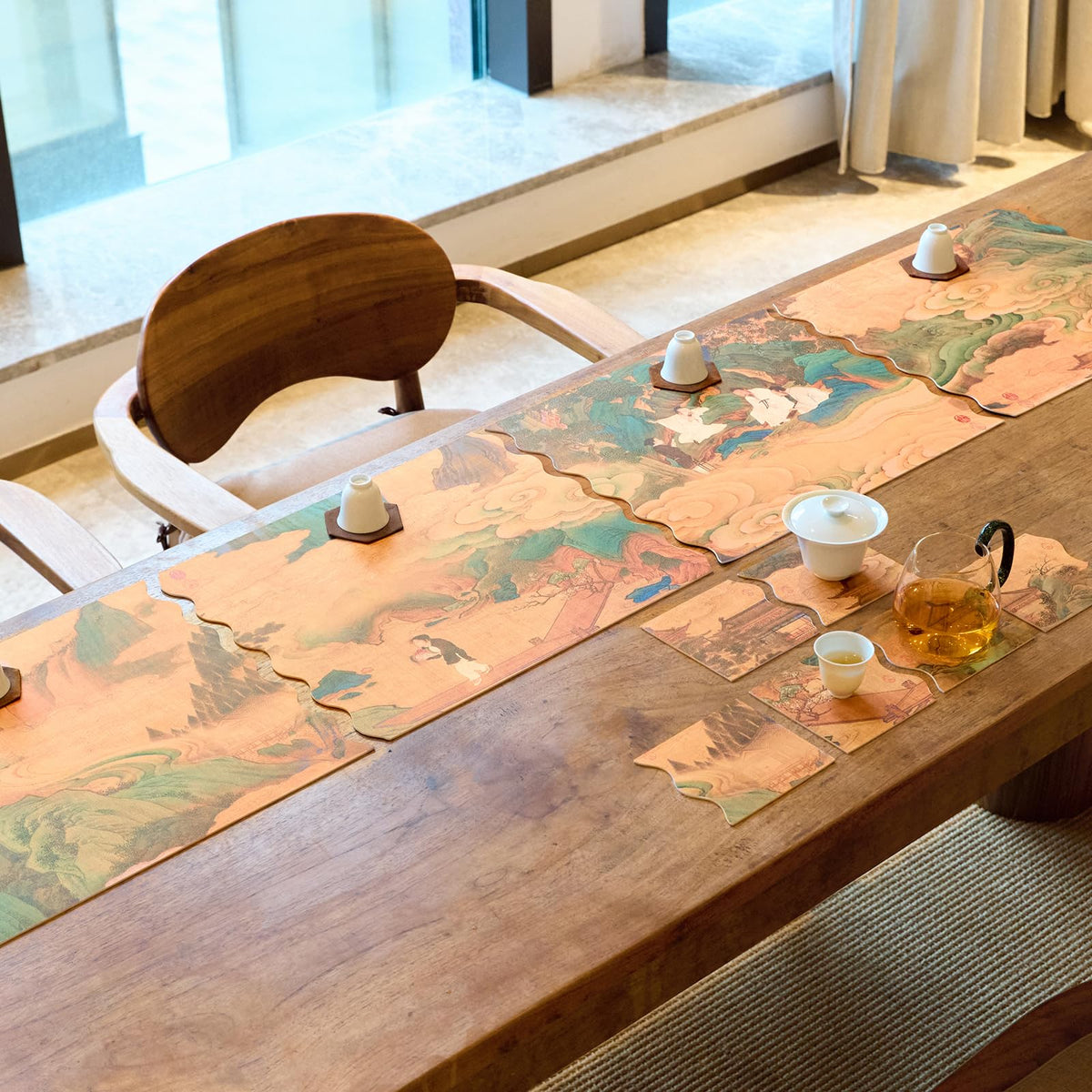HONGSAM iqipa Faux Leather Table Runner for Dining Table Decorative Leather Table Runners Coffee Table Cloth Waterproof Runner Table Faux Leather Placemats Set and Coasters Table Protector Decor
