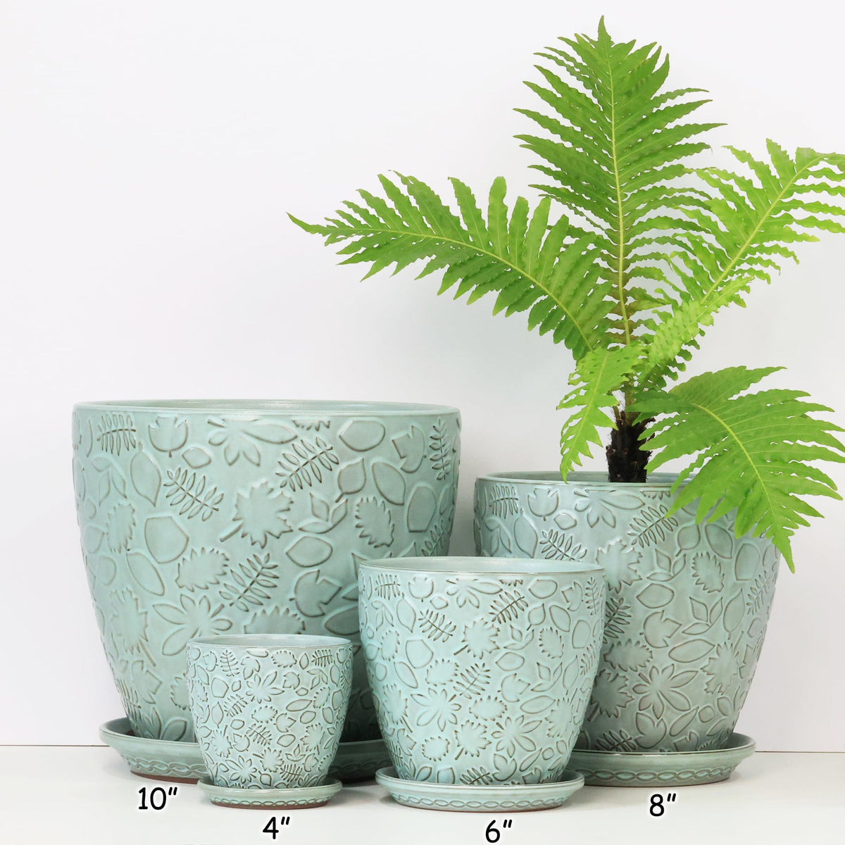 Bestseler 8 Inch + 6 Inch Plant Pots for Indoor Plants, Ceramic Planter with Drainage Hole and Saucers, Garden Pots for Succulent, Orchid, and Flower, Set of 2
