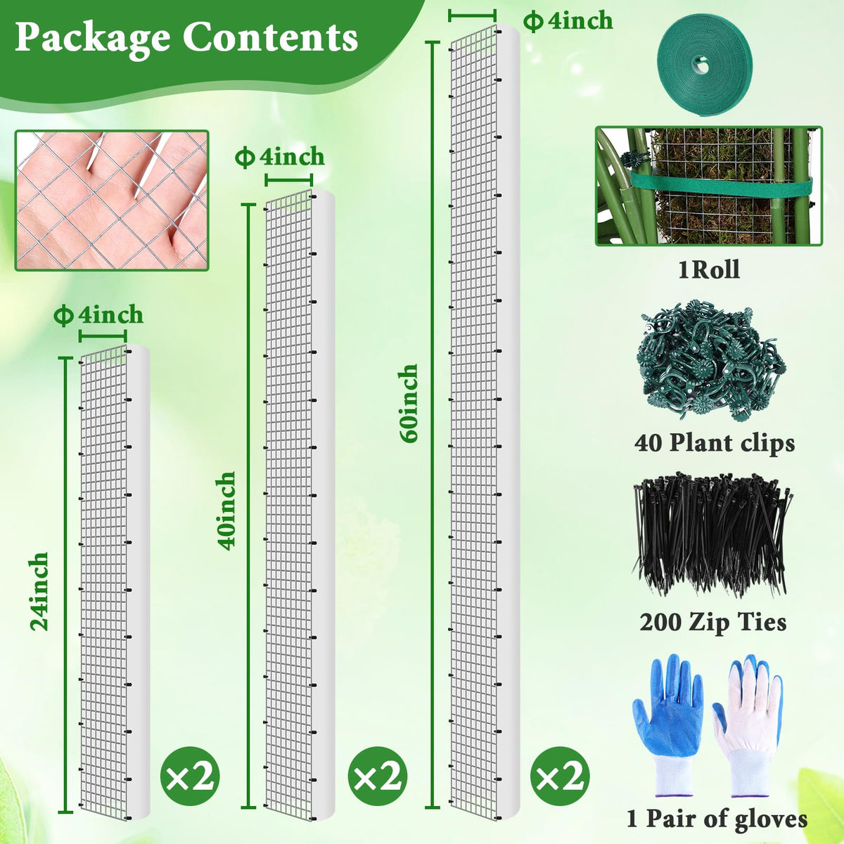 24"+40"+60" Metal Moss Pole - 6 Pack D Shape Sphagnum Moss Pole, Moss Poles for Climbing Plants, Monstera, Climbing Plants Indoor