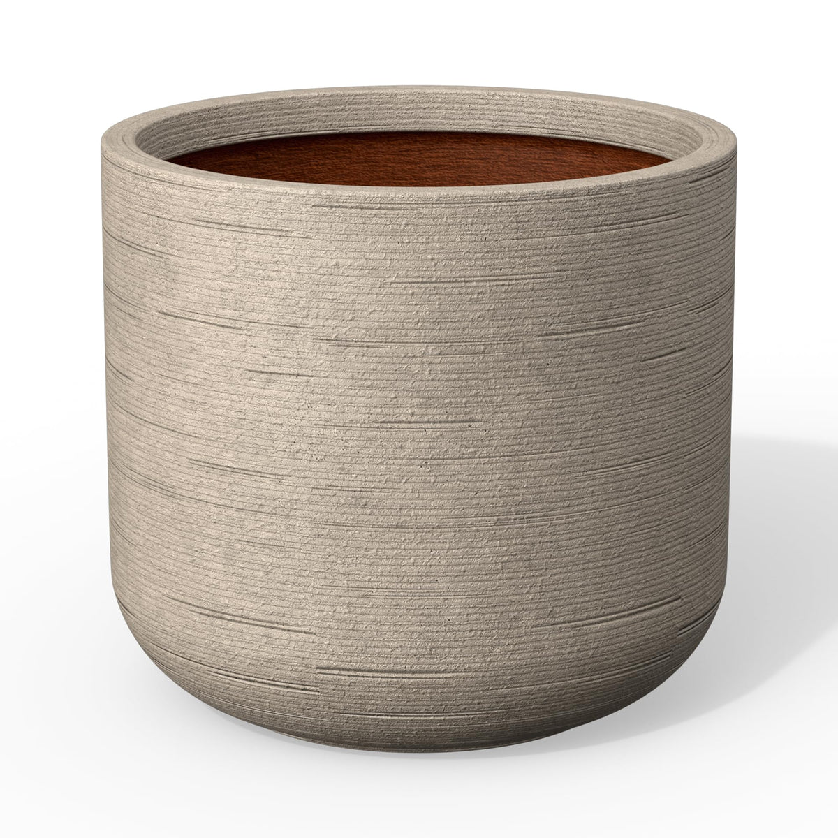 Kante 17.3 Inch Dia Cylindrical Planter with Organic Texture, Large Round Plant Pot with Drainage Hole, Weathered Concrete Finish with Painted Interior, Ideal for Succulent, Flowers, Trees, Shrubs