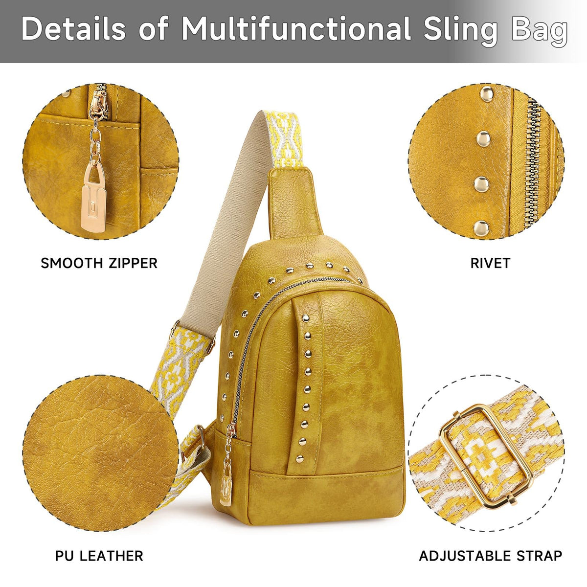 FALAN MULE Crossbody Bag for Women Pu Leather Sling Bags Fanny Pack Chest Bag