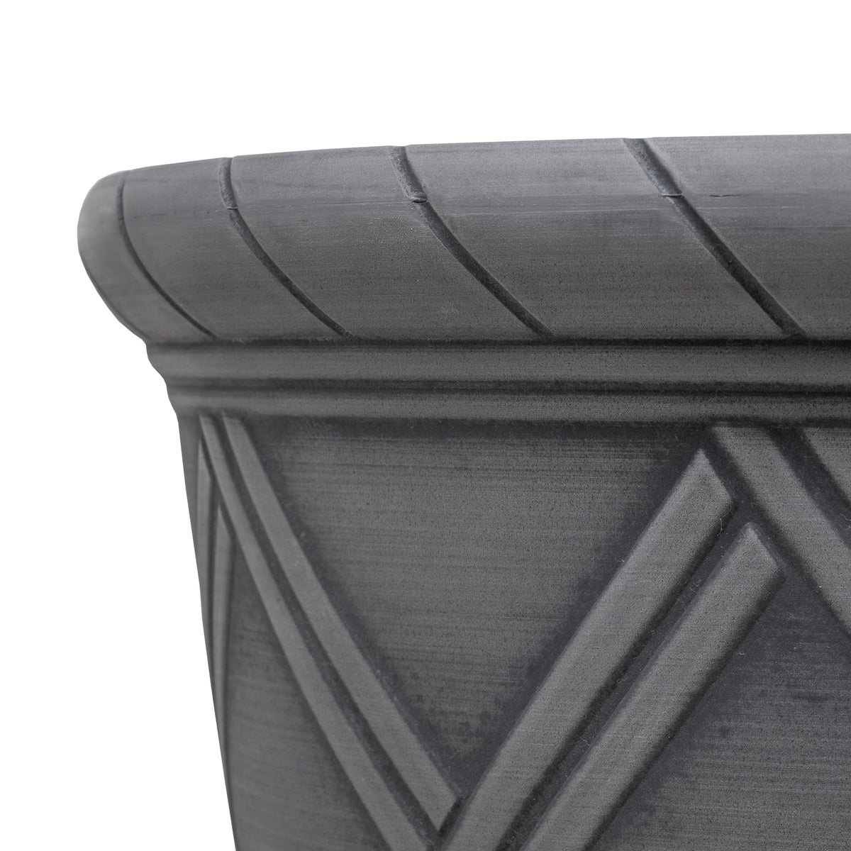 Garden Elements Trellis Decorative Lattice Planter, Grey, 14in - Indoor/Outdoor Round Flower Pot with Raised Texture and Classic Garden Styling