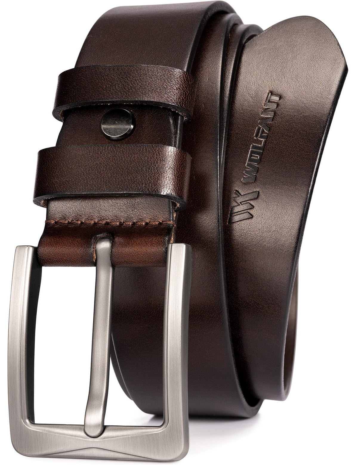 WOLFANT 1.5" Full Grain Leather Belt for Men in Gift Box,100% Italian Real Solid Leather