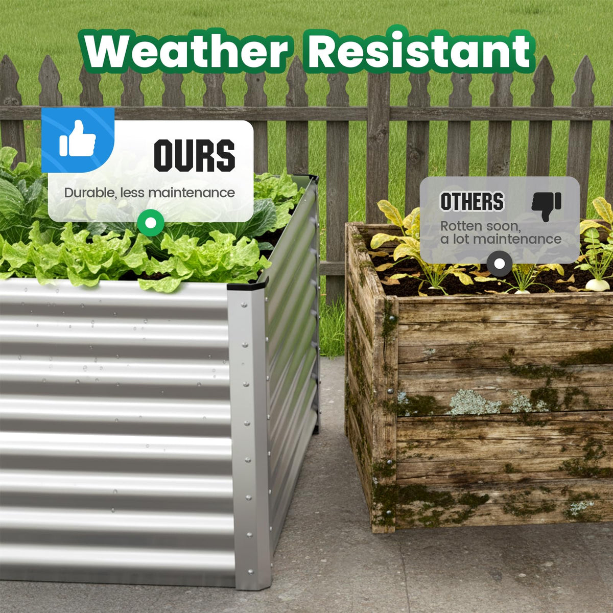 Quictent Galvanized Raised Garden Bed 8x4x2 Ft Tall Metal Planter Box for Vegetables Outdoor Bottomless for Backyard, 2 Tomato Cages Included, 22.04" Deep (Silver)