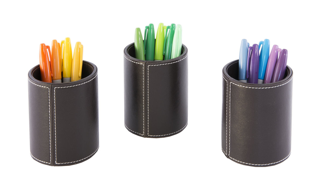 Osco BPUPP1 Faux Leather Pen Pot - Brown