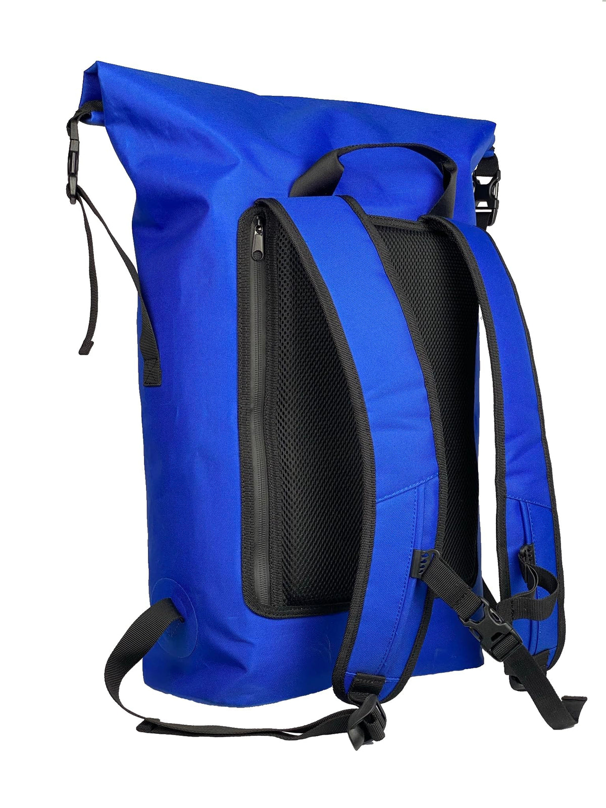 PUFFERFISH 35L Waterproof Roll-Top Beach Backpack - Sandproof Dry Bag Daypack for Beach, Pool, Boat & Travel - Padded Back & Straps, Multiple Pockets, Recycled Plastic, Blue
