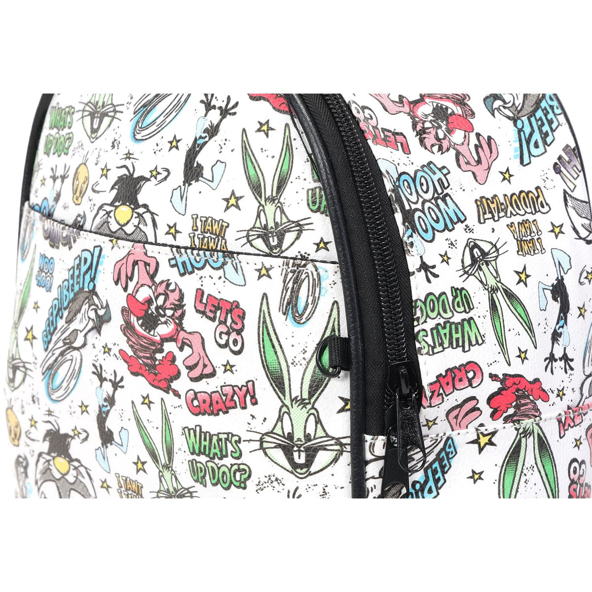 WARNER BROS PICTURES Looney Tunes Mini Backpack for Women - 10” Faux Leather Looney Tunes Backpack with Front Pocket Plus Button, Coin Pouch | Looney Tunes Backpack Purse Bundle