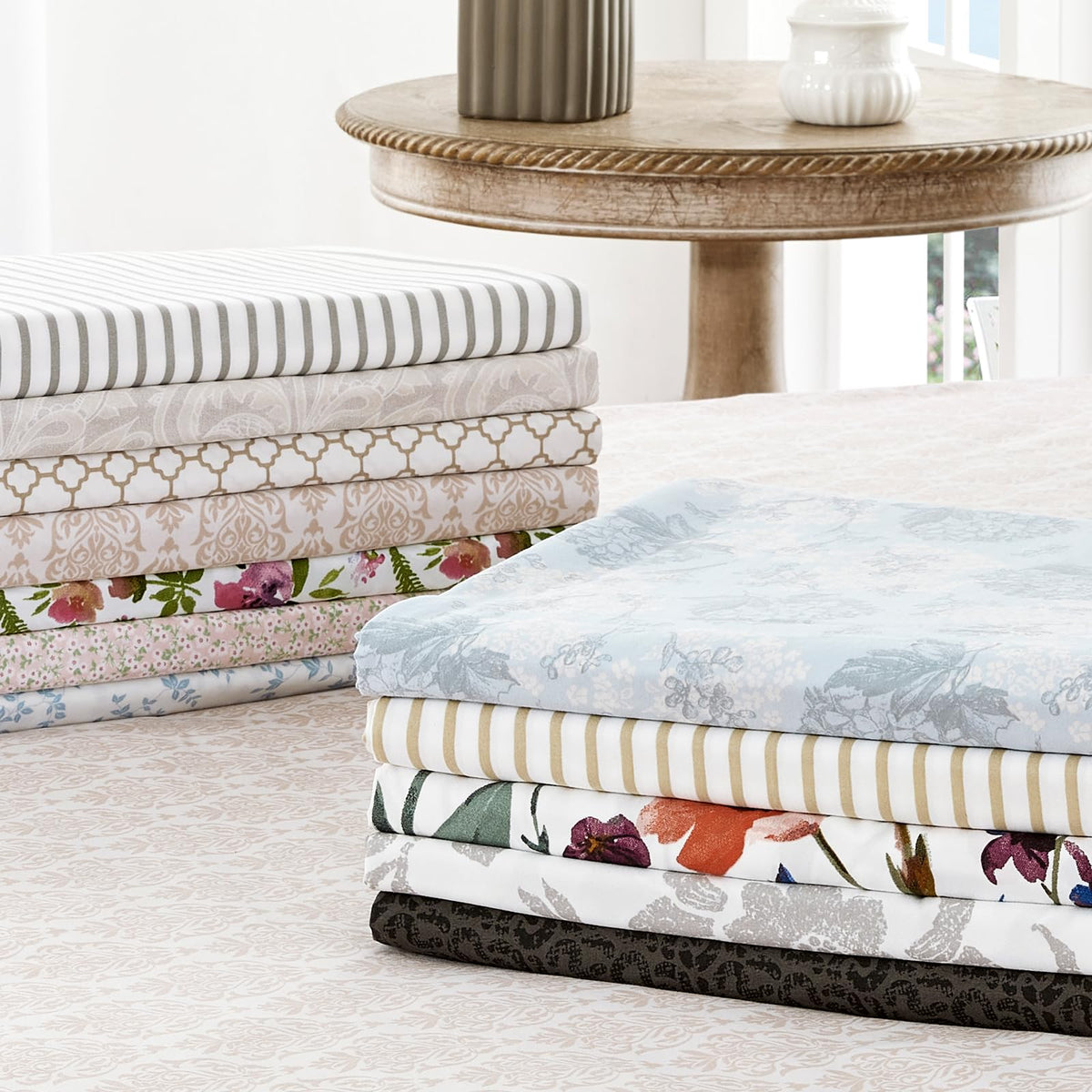 FreshCulture Floral Bed Sheets - Ultra Soft King Size Sheets Set - Brushed Microfiber Floral Sheets - Deep Pockets - Easy Care - Hotel Luxury 4 Piece Flower Printed Sheets King, Aquarelle