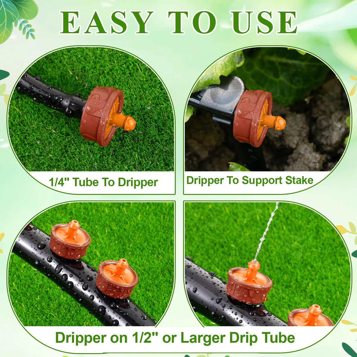 FULAIERGD 200Pcs 3 GPH Pressure Compensating Irrigation Drippers, Watering Spot GPH Dripper Drip Emitters Heads Constant Flow Outlet Heads for 1/4 Inch Irrigation Tubing for Garden Irrigation System