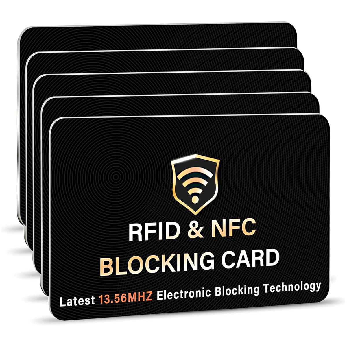 SaiTech IT 5 Pack RFID Blocking Card, One Card Protects Entire Wallet Purse, NFC Contactless Bank Debit Credit Card Protector ID ATM Guard Card Blocker–(Black)
