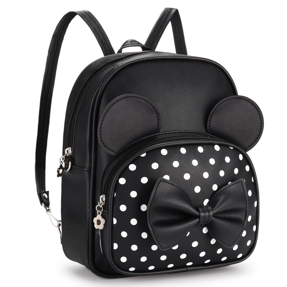 Coziyee Mini Backpack for Girls Women Cute Bowknot Polka Dot Small Mouse Backpack for Kid Toddler Purse Shoulder Bag Daypacks (Black)