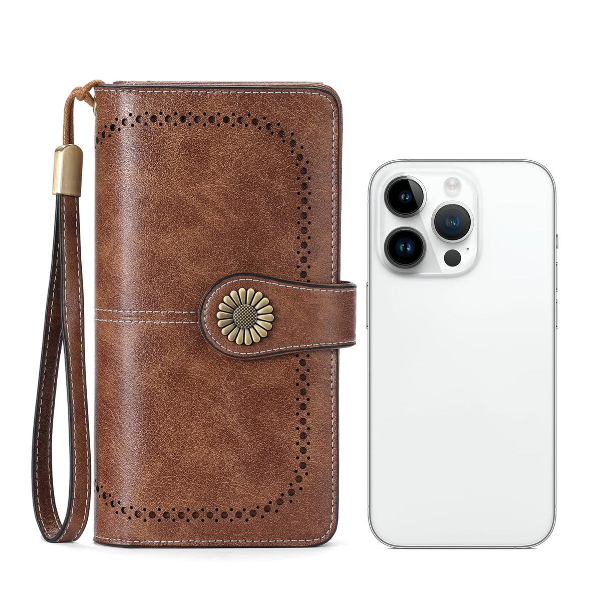 SENDEFN Wallets for Women Leather Credit Card Holder with RFID Blocking Large Capacity Wristlet