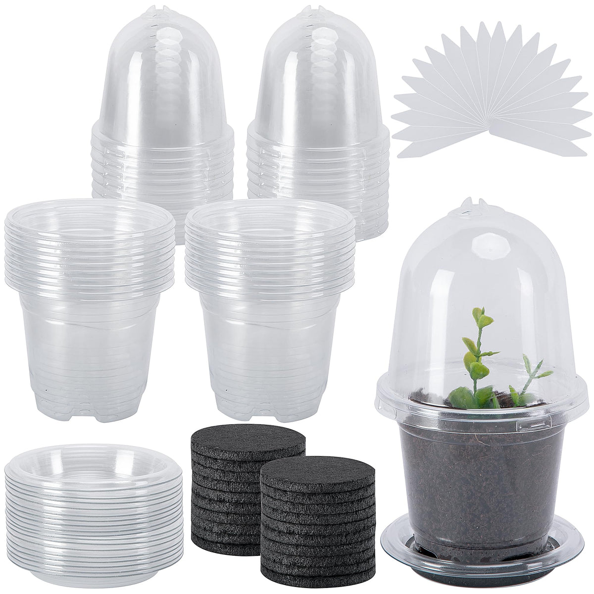 EBaokuup 20 Pack Self Watering Seed Starter Pot, 3 Inch Automatic Watering Plant Nursery Pots with Humidity Dome, Self Watering Nursery Pots for Potted Plants Seed Germination