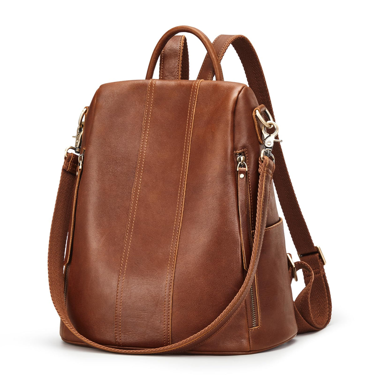 S-ZONE Leather Backpack Purses for Women Antitheft Soft Rucksack Ladies Shoulder Bag Medium