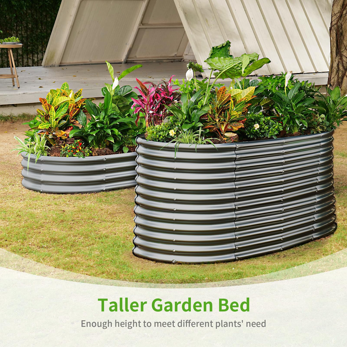 Land Guard 6x3x3ft Oval Galvanized Raised Garden Beds, Large-Capacity Metal Planter Box Outdoor, Durable Deep Raised Garden Bed 3ft Tall, Raised Beds for Gardening Vegetables, Modern Gray