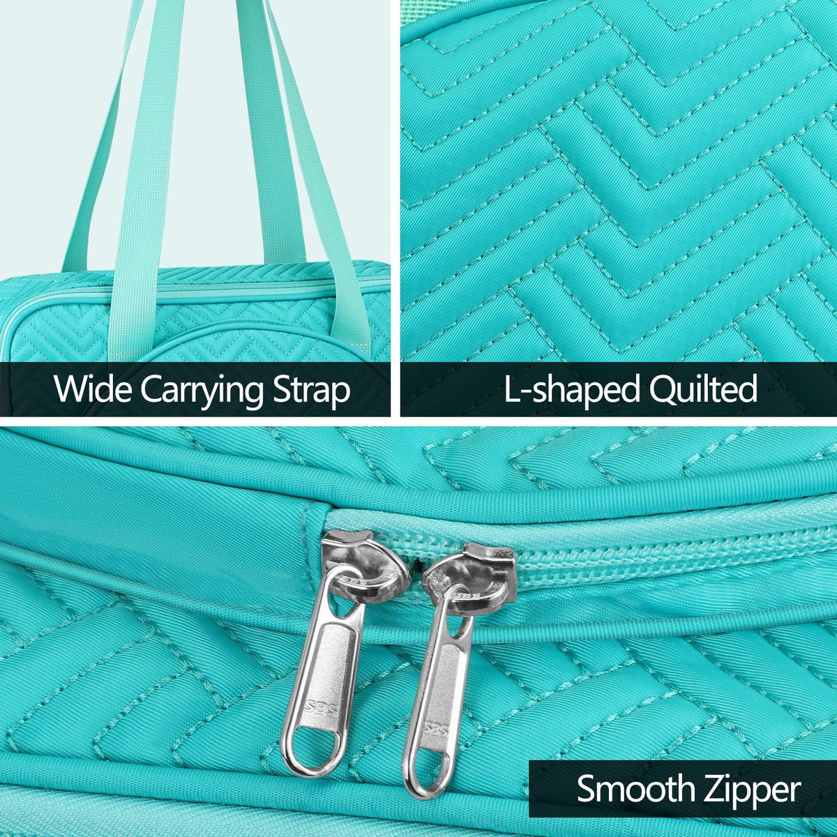FINPAC Embroidery Bag, Cross Stitch Storage, Square Quilted Tote Organizer with Multiple Pockets for Floss, Hoops, Thread, Stitch Tools Kit [Bag Only], Teal