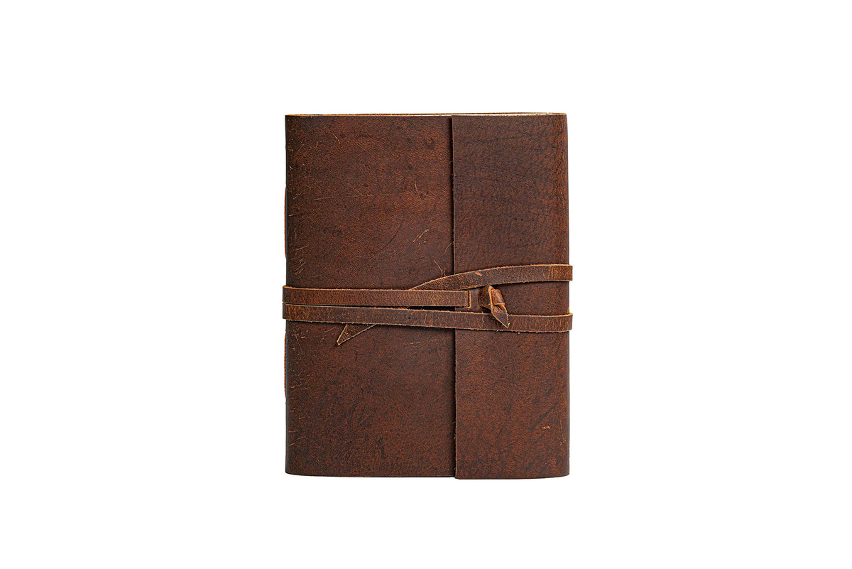 Leather Journal Notebook - Rustic Handmade Vintage Leather Bound Journals for Men and Women - Leather Craft Unlined Paper 300 Pages, Leather Book Diary Pocket Notebook, Diary To Write In (5" x 7")