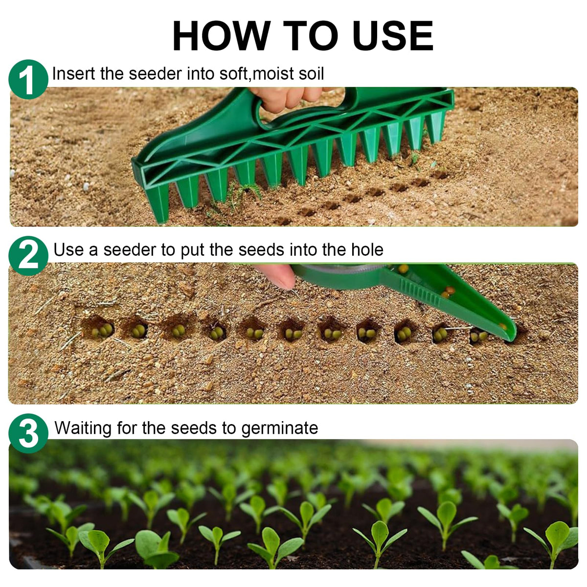 Seed Spreader 4PCS Sowing Seeds Dispenser Set Mini Seed Dispenser for Small Seeds Handheld Seed Planter Tool Seed Dibber Multifunctional Seed Spacer Gardening Tools