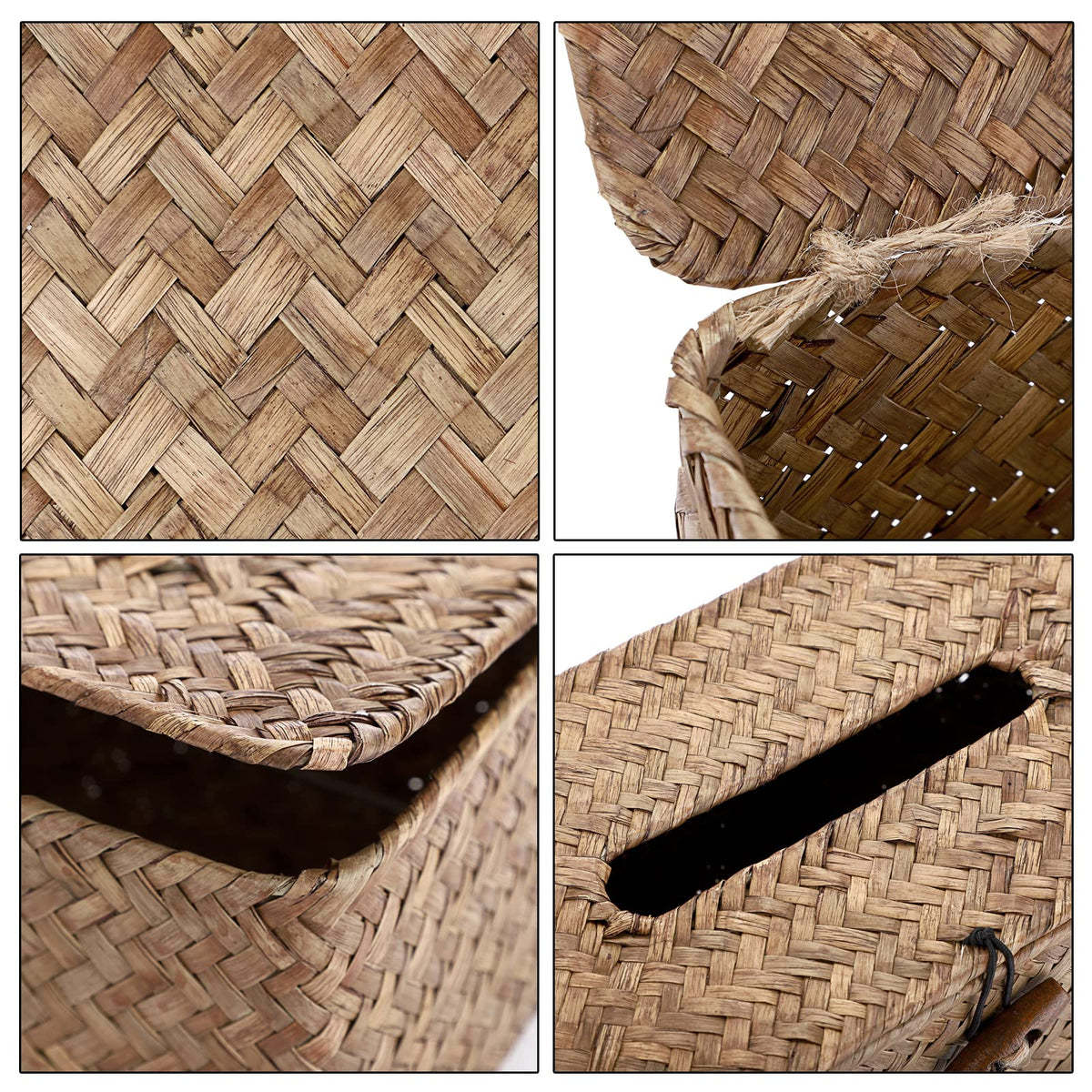 Sumnacon Tissue Box Cover Rectangle Tissue Box Seagrass Tissue Box Holder Woven Tissue Holder Decorative Tissue Cover for Bathroom Tissue Box Cover Rectangular for Home Office Table Coffee