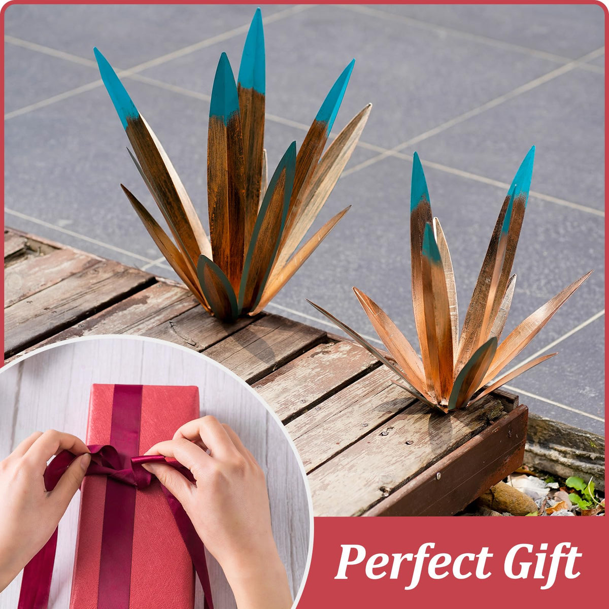 VChymm 2pcs Metal Tequila Country Sculpture DIY Tequila Plant Home Decor Country Tequila Garden Ornament Indooutdoor Statuette Patio Lawn Patio Stake Decoration Gift to The Garden 12“