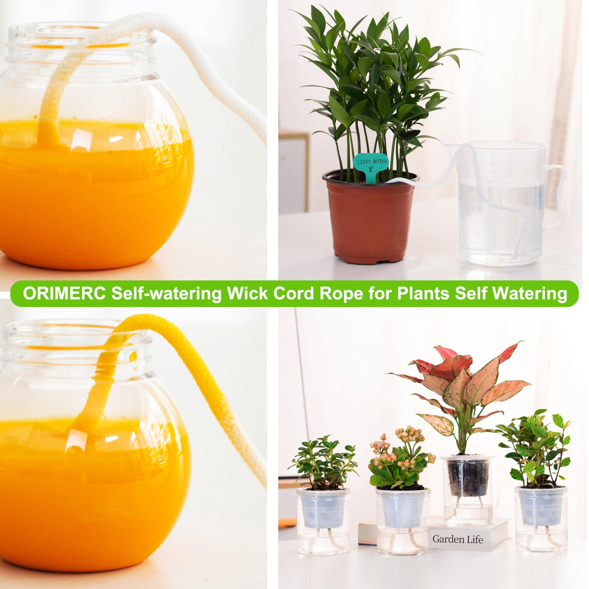ORIMERC 24 Pack Adjustable Plant Pot Toes with Watering Wick, Plant Pot Riser Support Planter Off Deck Floor to Prevent Stains, Plant Pot Lifters for Outdoor Indoor planters, Large Size
