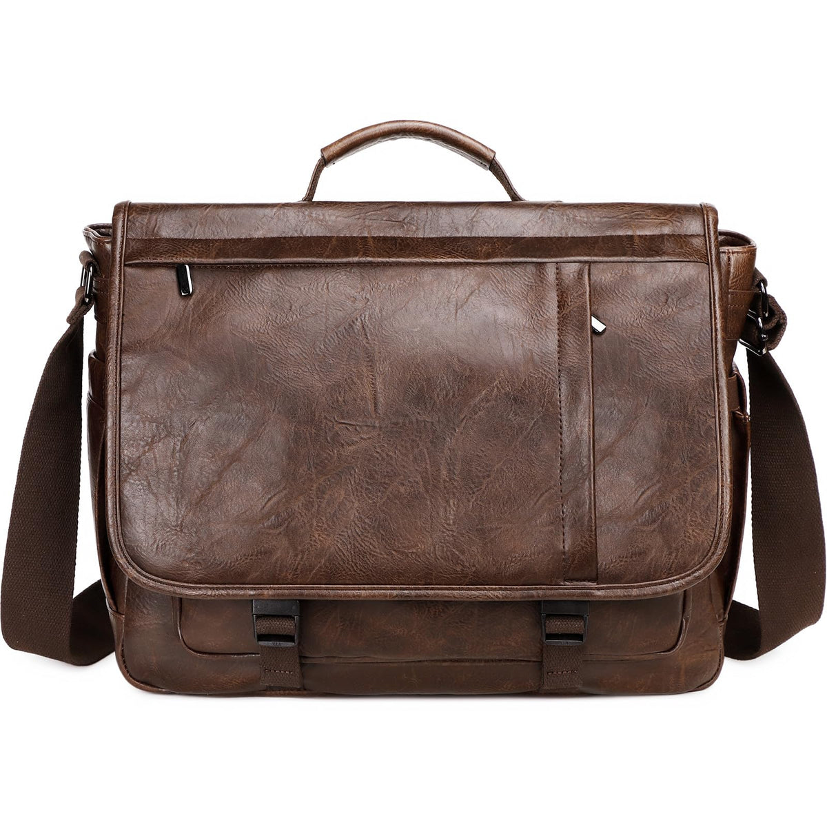 17.3 Inch Messenger Bag for Men: Laptop Bag PU Leather Work Briefcase Large Carry On Computer for Office College Travel,PU Coffee
