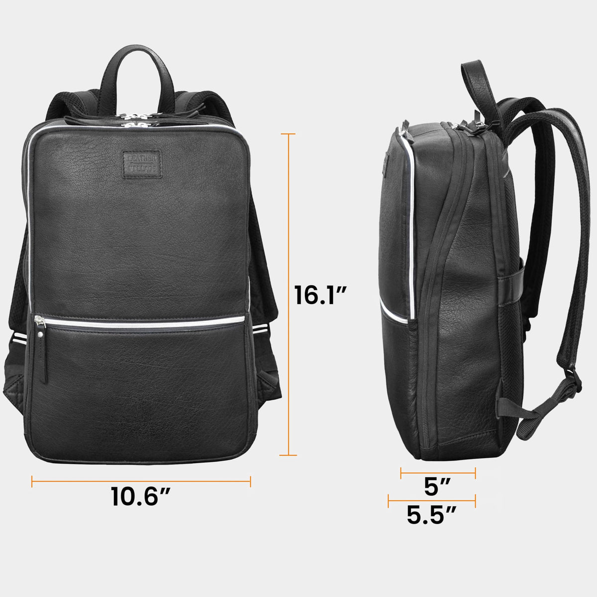 LEATHER VILLAGE Leather Laptop Backpack for Men | Black | Slim Professional Business Bag Fits 15.6”-Laptop | Water-Repellent Work & Travel Daypack with Trolley Strap