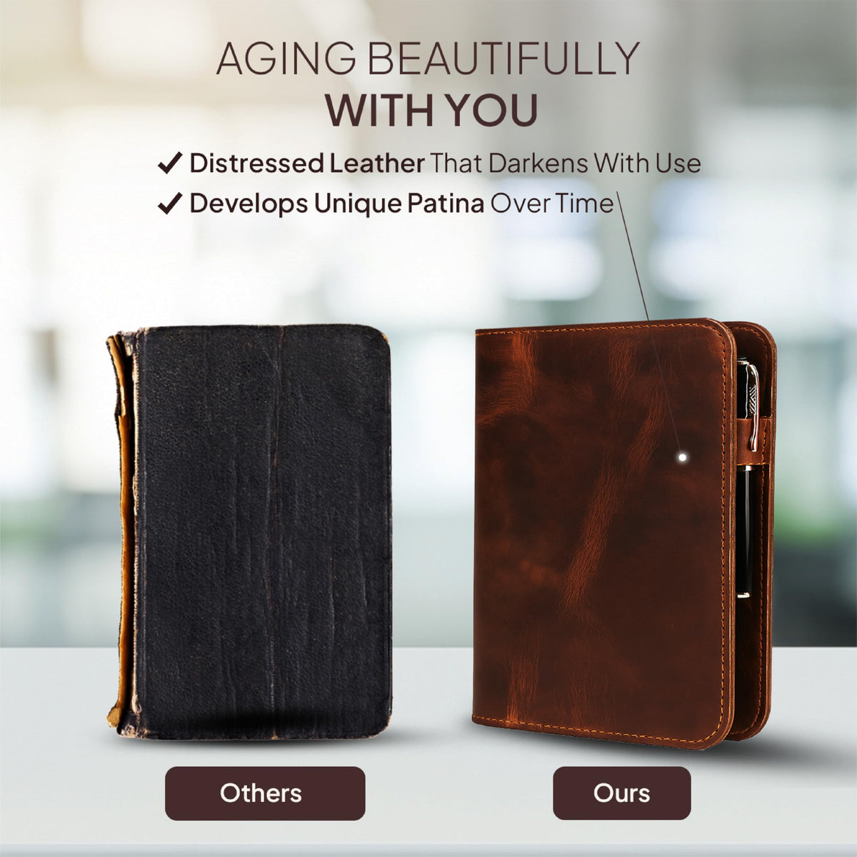 TheAntiq A5 Leather Journal 5.75x8.25 inches Refillable Journal Cover for Large Moleskine, Leather Handmade Notebook A5 Cover Large Leather Journal for Professionals