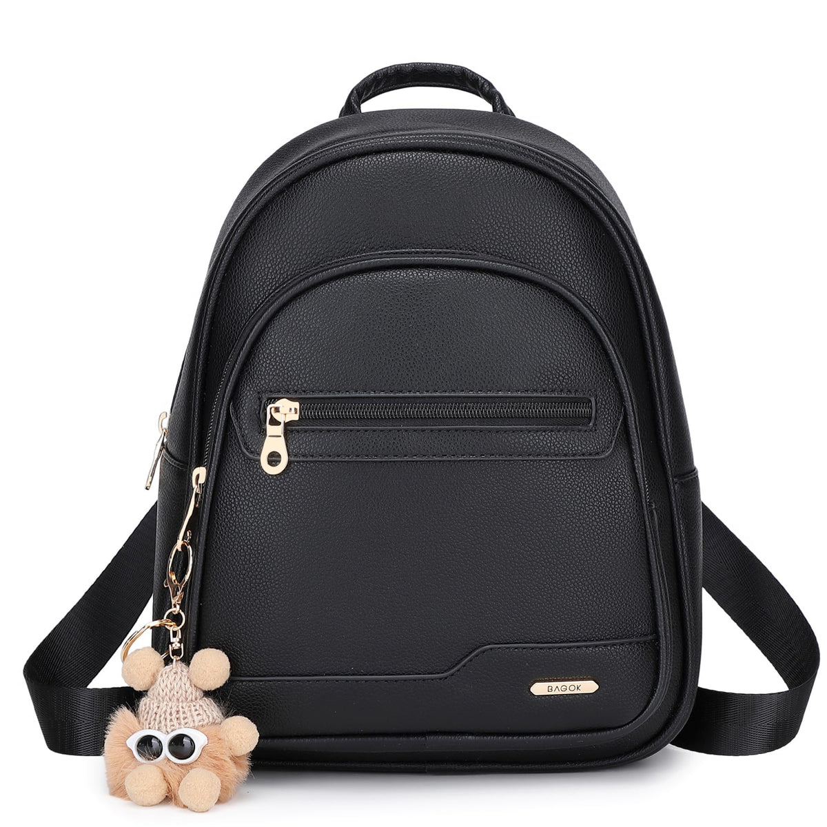 BAGOK Mini Leather Backpack Purse for Women, Small Backpack Purse with Cartoon Charm, Cute Fashion Bag for Girls