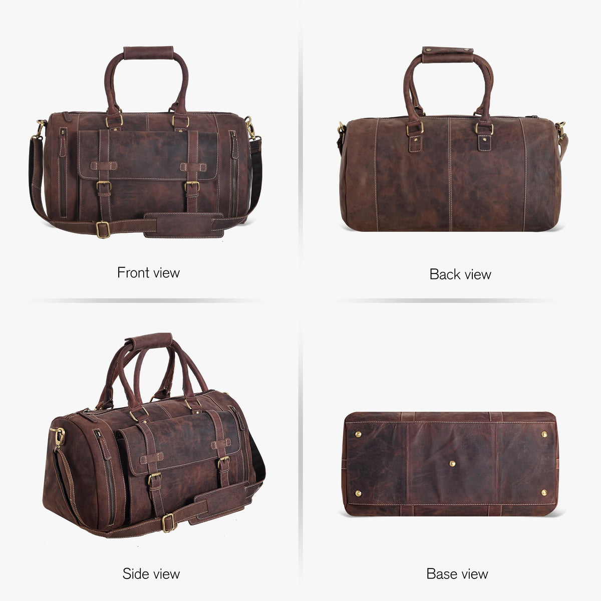 Genuine Leather Duffle Bag for Men | Vintage Weekender Travel Bag | Overnight Carry-On Luggage | Handmade Leather Gym Bag for Men
