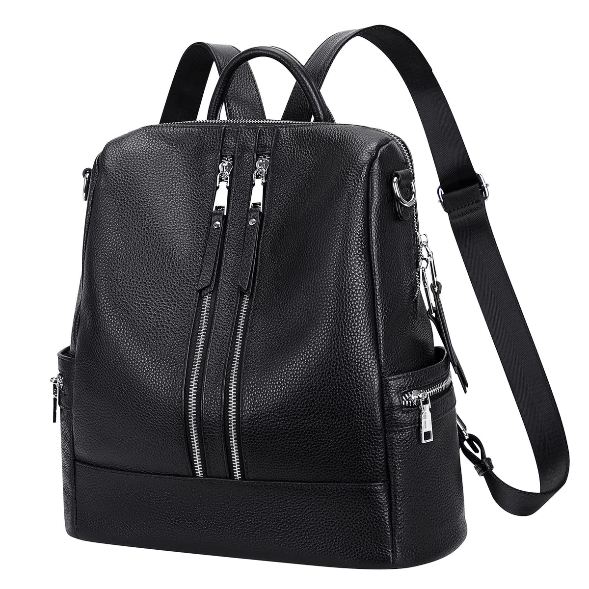 ALTOSY Genuine Leather Backpack Purse for Women Convertible Shoulder Bag Crossbody Bag Elegant Casual Daypacks (S77 Black)