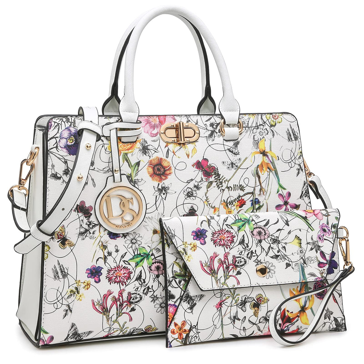 Dasein Women Handbags Purses Ladies Work Purse Satchel Tote Top Handle Shoulder Bags with Matching Clutch