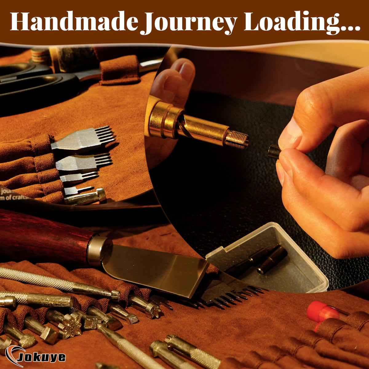 Jokuye Leather Working Tools Kit, Professional Leather Craft Tools for Carving, Stamping, Sewing, Punching, Cutting, Beveling with Durable Storage Bag, Tooling Kit for Crafting, Repair & DIY Projects