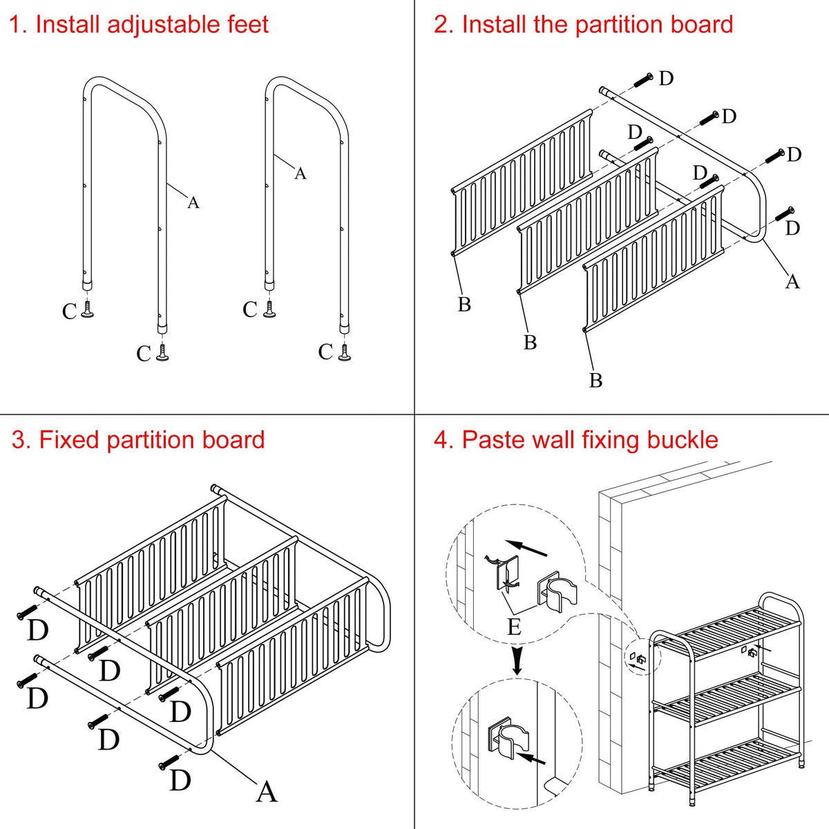 JSB 3-Tier Adjustable Shelving Unit, Heavy Duty Storage Rack Organizer Metal Corner Shelf for Kitchen Living Room Laundry Pantry Bathroom (Black, 3 Tier)…