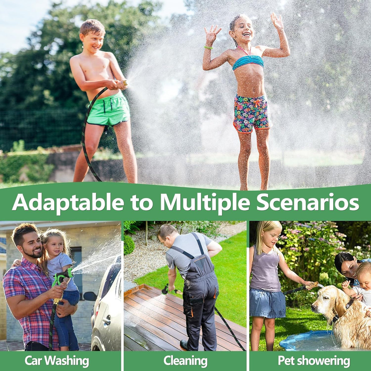 200 ft Garden Hose, Flexible Ultra Lightweight Durable Garden Hose, Kink-Free Water Hose with 10 Function Sprayer - Non-Shrinking Garden Hoses, Easy to Store,All-Weather, Car Washing Pipe Garden Hoses