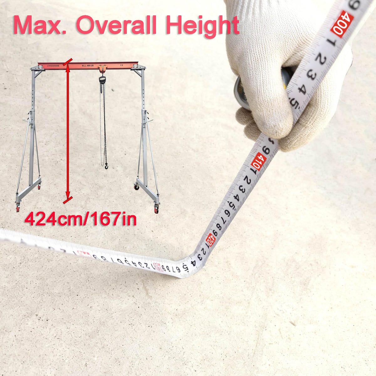 Electrical Gantry Crane 2000 LBS - 10.5 FT Wide, Adjustable Crane 1T with Electrical Hoist, Manual Hoist, Garage Crane 1T with Manual Hoist, Trolley, Scale, Sling, Shackle, Hook (10.5 FT Width)