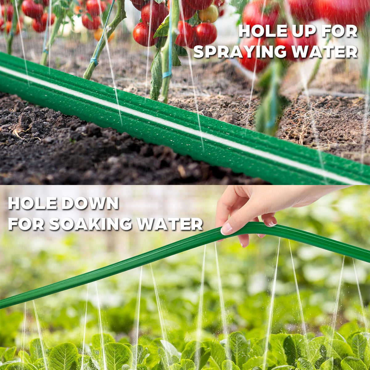 Jin&Bao Sprinkler Hose with Holes 25FT 2Pack, Heavy Duty Watering Garden Hose, High-Efficiency Sprinklers System for Lawn and Garden with Staples