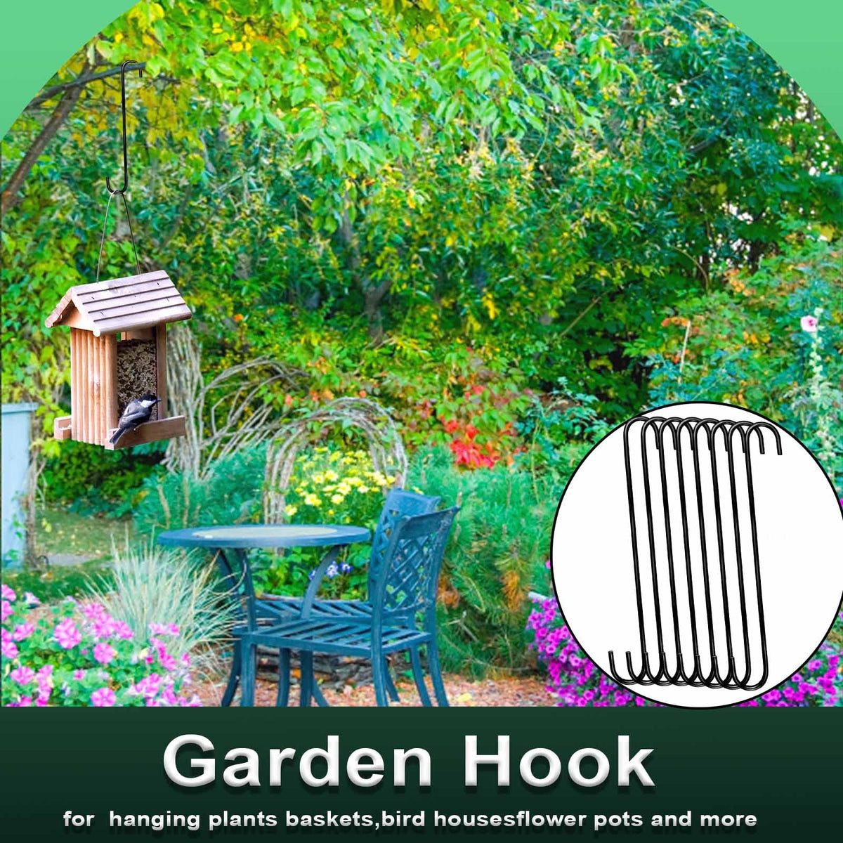 DINGEE 16 inch 8 Pack Extra Large S Hooks Heavy Duty Long S Hook for Hanging Plant, Hooks for Tree Branch,Bird Feeder,Pots and Pans Closet Garden Pergola Indoor Outdoor X-Large Hook