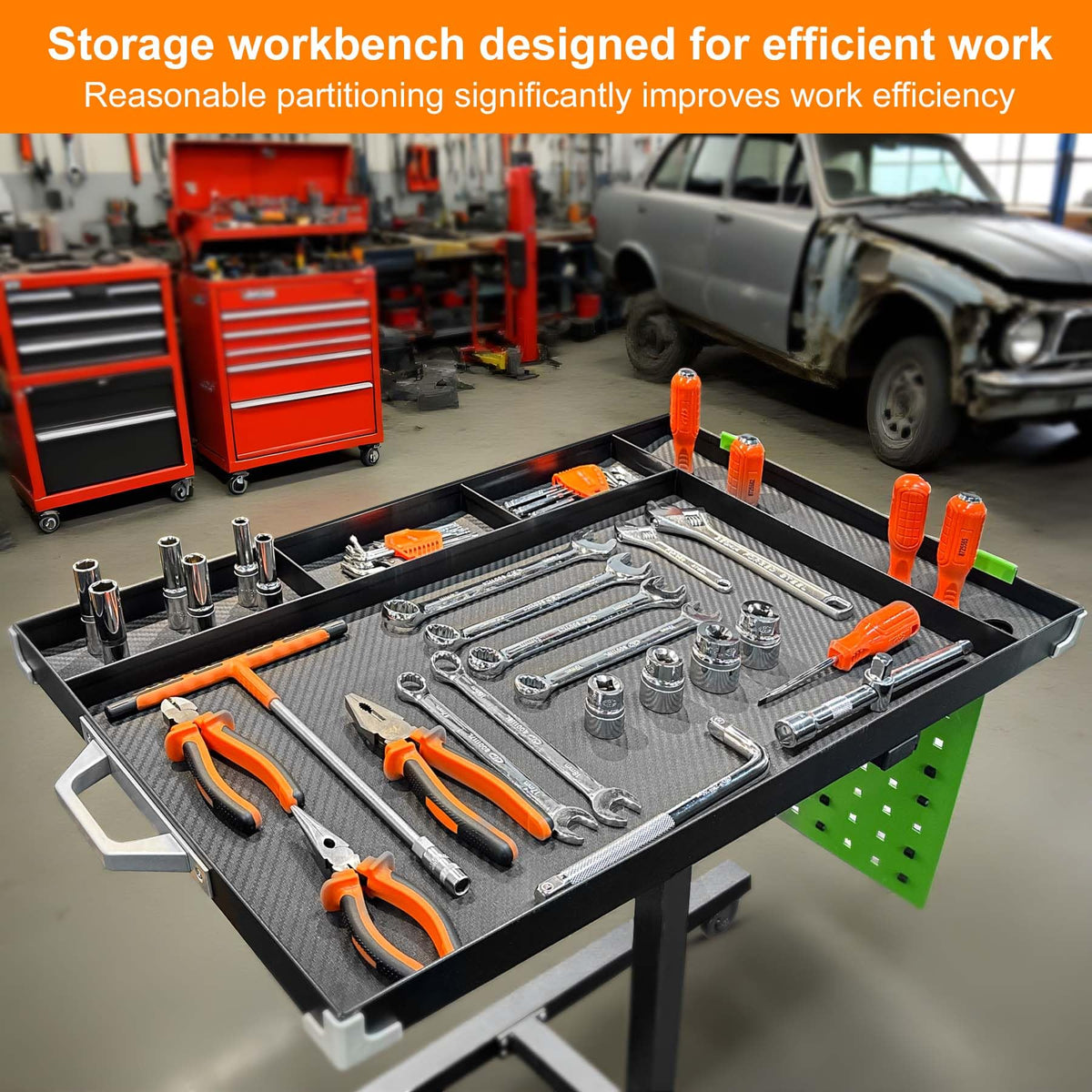 Adjustable Height Mobile Work Table with Rolling Wheels