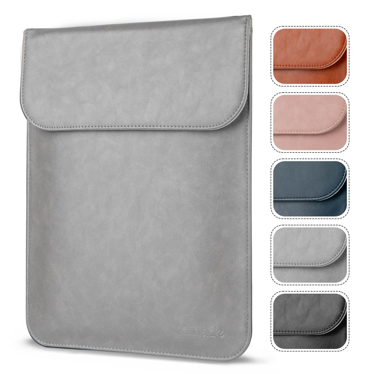 Allinside 15-16 inch Laptop Sleeve Case Compatible with MacBook Pro 16 2021-2026/MacBook Pro 15 2016–2019, Waterproof PU Leather Laptop Sleeve Bag Protective Vertical Case Cover, Gray