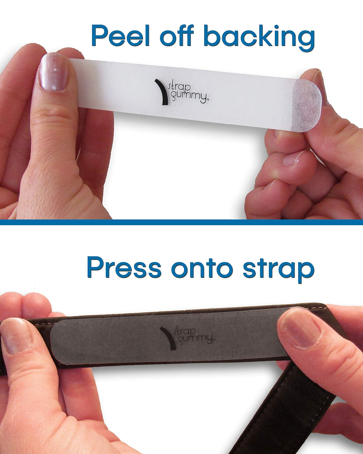 Strap Gummy - Stop Strap Slips - the ORIGINAL Shoulder Strap Grip Non Slip Strips - Set of 6 pieces, Semi-Clear