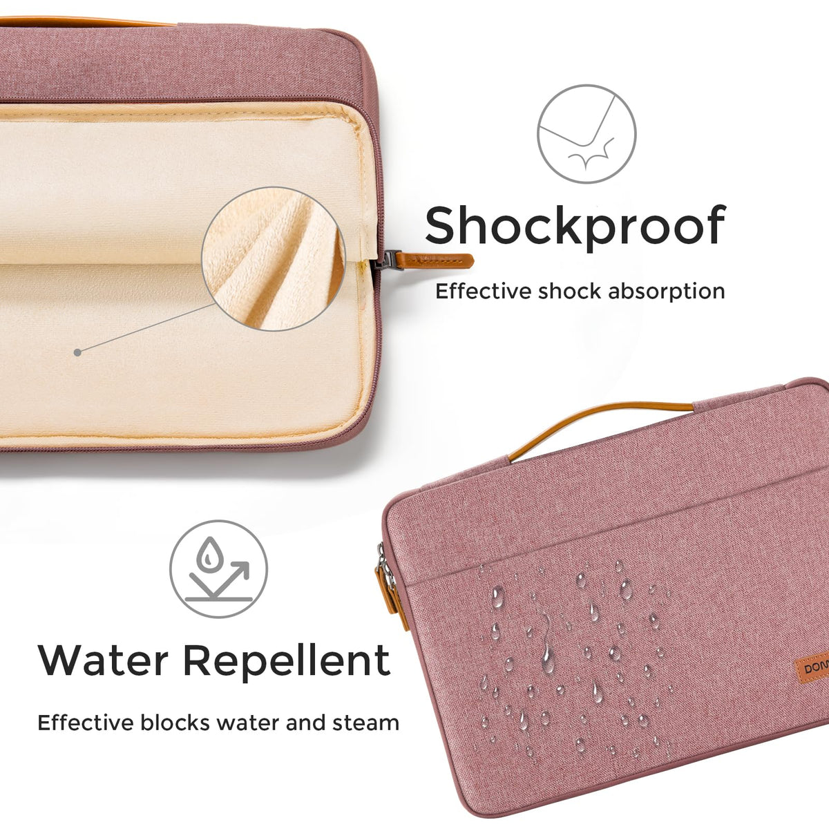 DOMISO 15.6 inch Laptop Case Sleeve Protective Cover Compatible with 16 inch MacBook Pro M4 M3 M2/Pro Max,15.6-16 inch HP Dell ASUS Lenovo Chromebook,Waterproof Computer Cases Bag with Handle,Pink