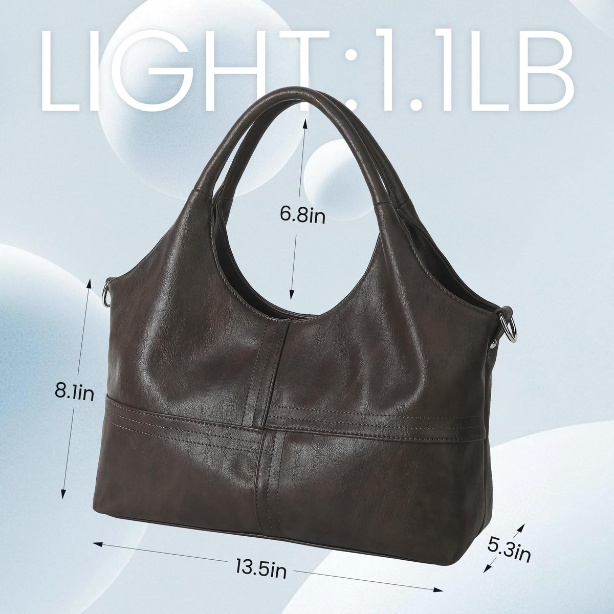 KOGTLA Vegan Leather Purses for Women with Detachable Satchel Strap, Ladies Handbags, Tote Hobo Bags with Top Handle Dark Coffee
