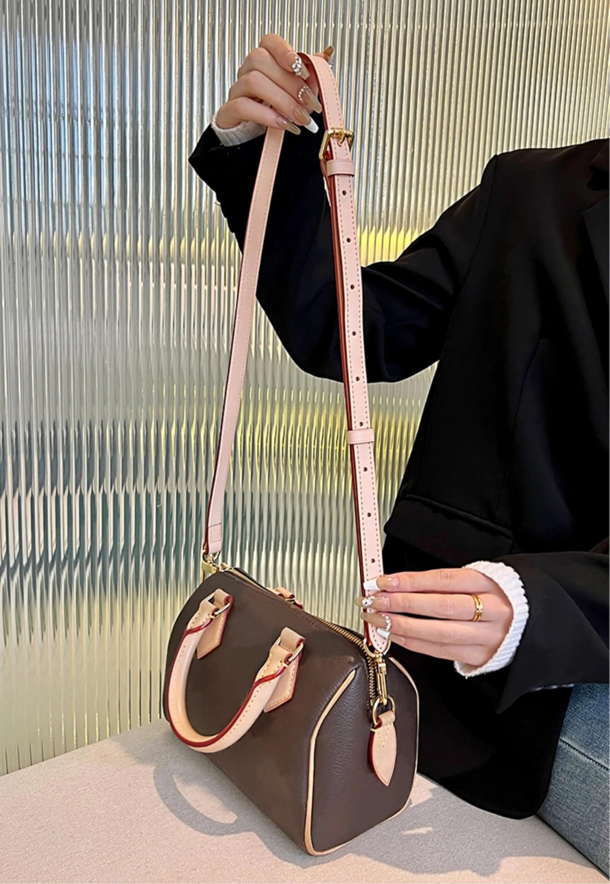 COLSEEY Genuine Vachetta Leather Crossbody strap Genuine leather Adjustable Replacement Strap for Shoulder Bag Handbag Purse(0.59 Inch Width Adjustalbe)