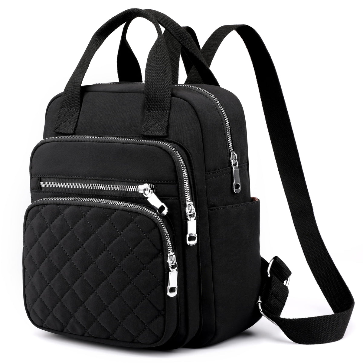 SULCET Small Backpack for Women Casual Quilted Square Bag Waterproof Multi Pockets Daypack Lightweight Top Handle Satchel