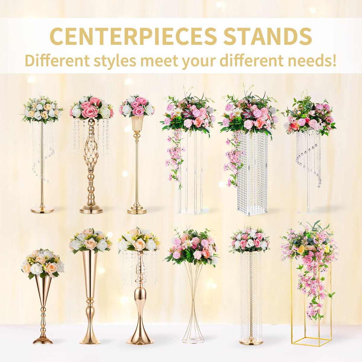 Nuptio Black Vase for Wedding Centrepieces: 3 Pcs Tall Plant Stand Flower Vases Large Metal Display Table Column Rack Geometric Centre Pieces for Home Birthday Party Decorations(23.6/31.5/39.4in)