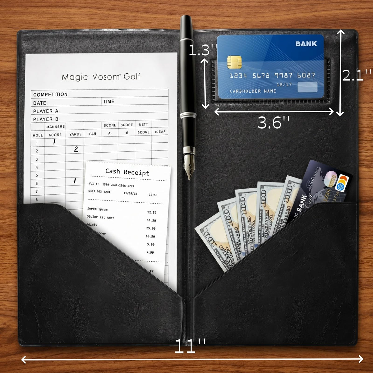 Lyellfe 12 Pack Restaurant Check Presenters, Guest Check Card Holder, PVC Leather Check Presenters for Servers, Black with Gold Thank You Imprint, Ideal for Restaurants, Cafe Bar Eatery