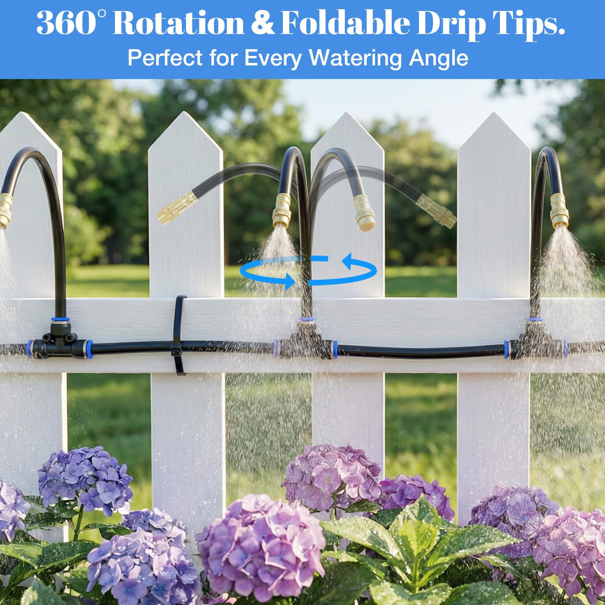 80FT Drip Irrigation Kit, 8mm Hose with 20 Brass 360° Adjustable Nozzles, Quick Connectors Automatic Garden Watering System– Complete Garden Irrigation System for Lawn, Greenhouse, Patio, Yard